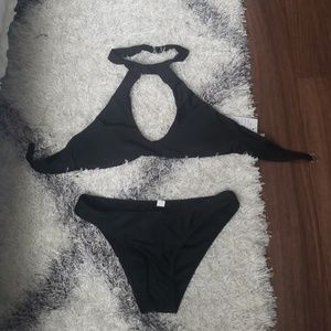 Women's black halter bikini